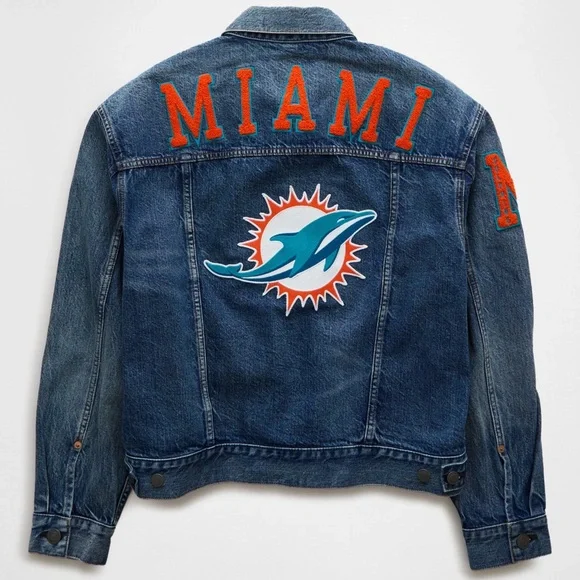 AE NFL Miami Dolphins Denim Jacket - Picture 2 of 7
